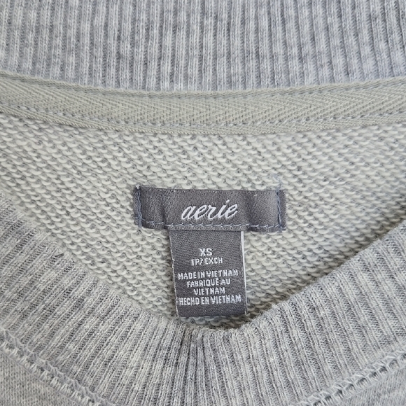 Aerie Light Gray Lace-Up Sweatshirt Size XS - Picture 2 of 7